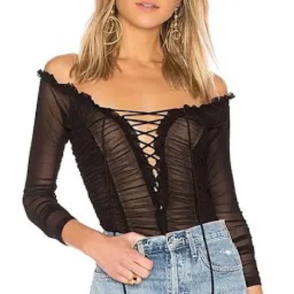 Majorelle long sleeve fitted tie front bodysuit